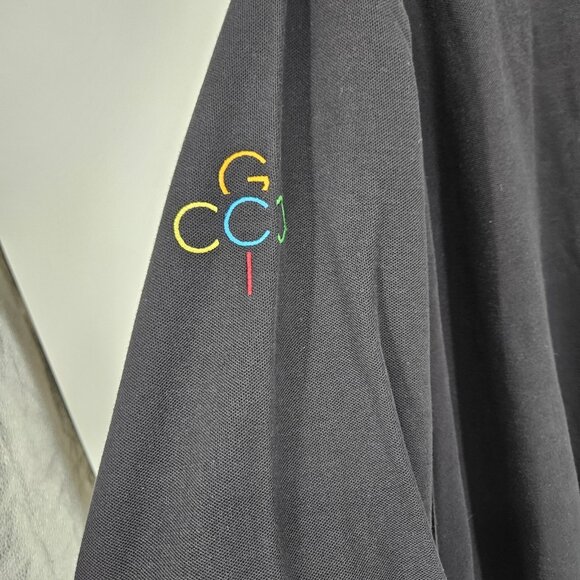 Coogi Shirt Mens 4XL Black Australia Embroidered Long Sleeve Polo Colorful Trim - Picture 10 of 13